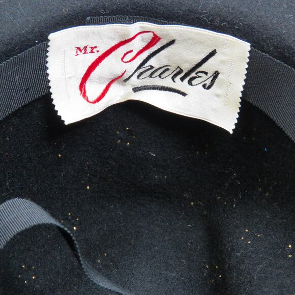 Bollman Hat Co. Mr. Charles 80s Vintage Black Felt Wool Gold Studded Fedora Hat main image 4